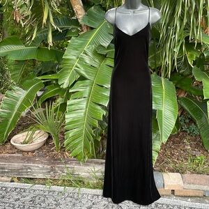 Nikki Lavis velvet slip dress with woven rhinestone back
